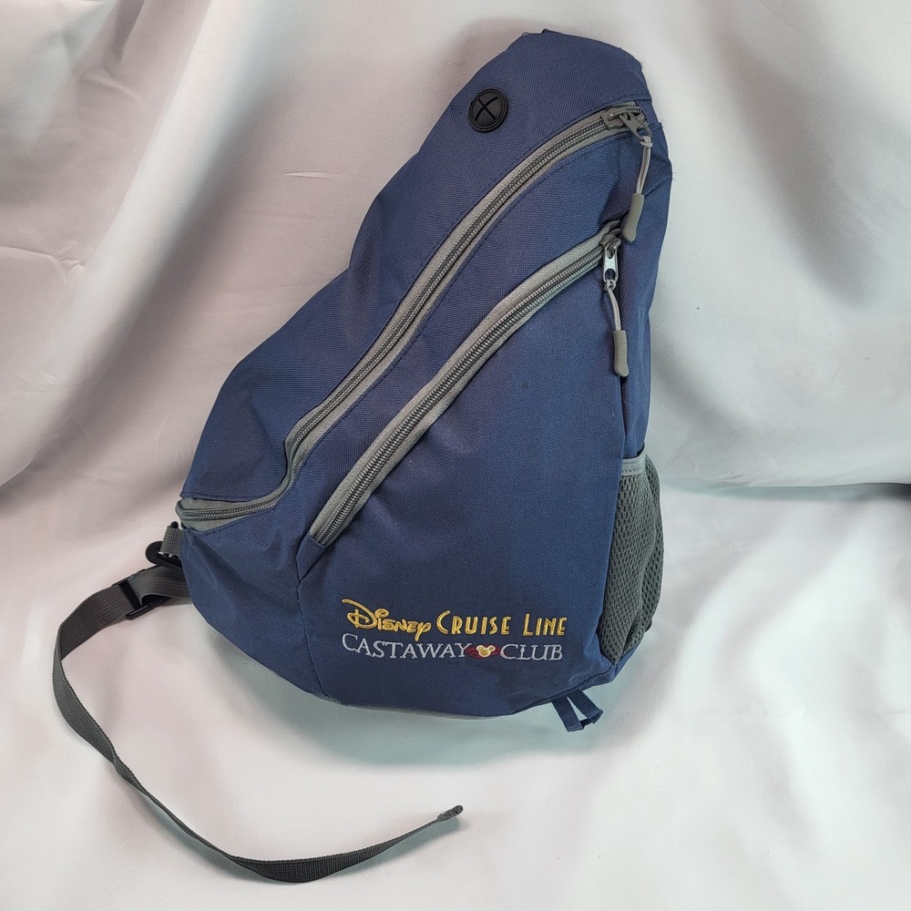 Disney Cruise Line Castaway Club Sling Backpack Blue Gray Shoulder Crossbody Bag - Picture 3 of 14